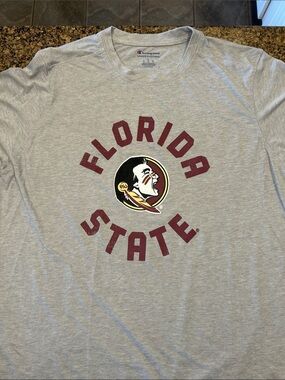 Champion Gray Florida State Seminoles Logo Tee